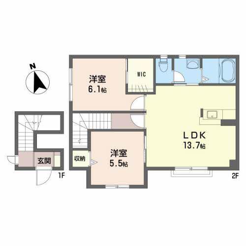 シャーメゾントラス(2LDK/2階)の間取り写真