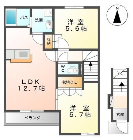 サンフィール(2LDK/2階)の間取り写真