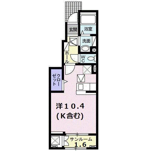 アクシアA(1K/1階)の間取り写真