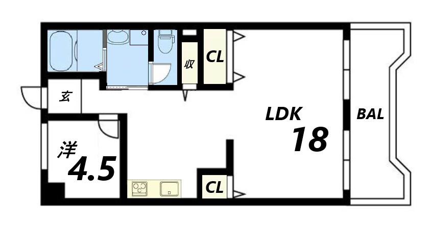 コーポラス今宿(1LDK/5階)の間取り写真