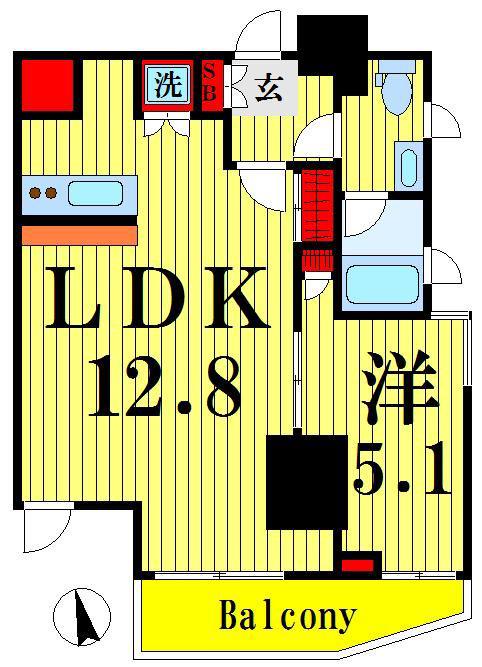 ガクエンヒルズ北千住(1LDK/3階)の間取り写真