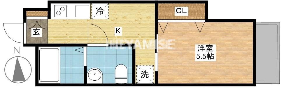 アミティの森(1DK/3階)の間取り写真