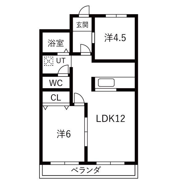 コトブキ第1ビル(2LDK/2階)の間取り写真