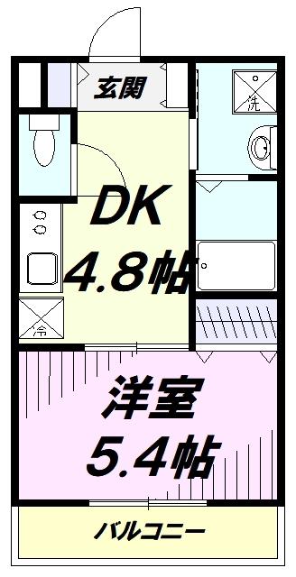 MELDIA西所沢II(1DK/1階)の間取り写真