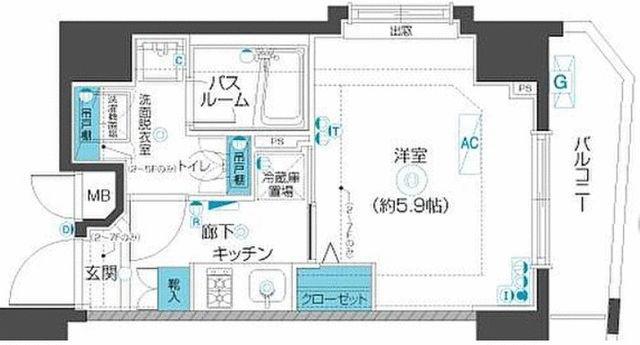 フェニックス武蔵小山(1K/5階)の間取り写真