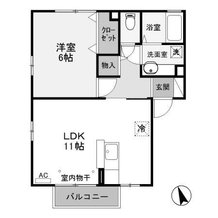 パークサイド21B(1LDK/2階)の間取り写真