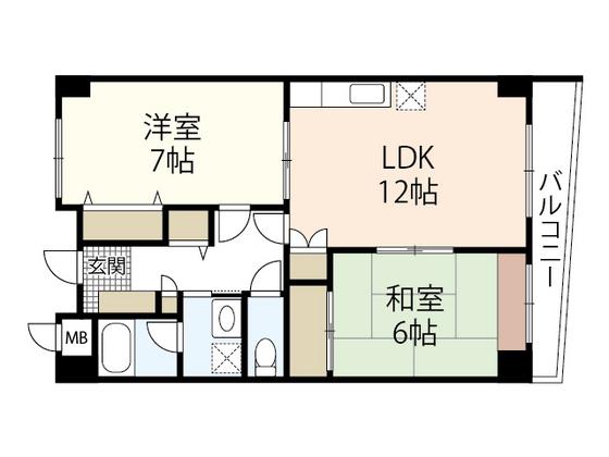 パークリバー東白島(2LDK/6階)の間取り写真