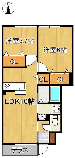 サンハイム浜町III(2LDK/1階)の間取り写真