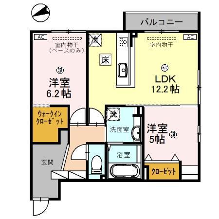 クレッシェンド.R(2LDK/1階)の間取り写真