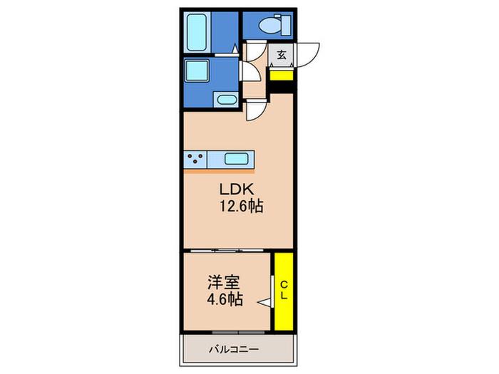 HABITATION神戸(1LDK/1階)の間取り写真