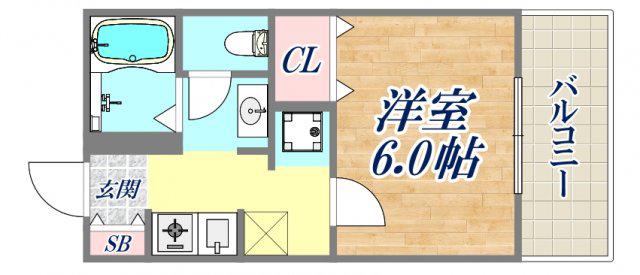 ルミエール西北(1K/1階)の間取り写真