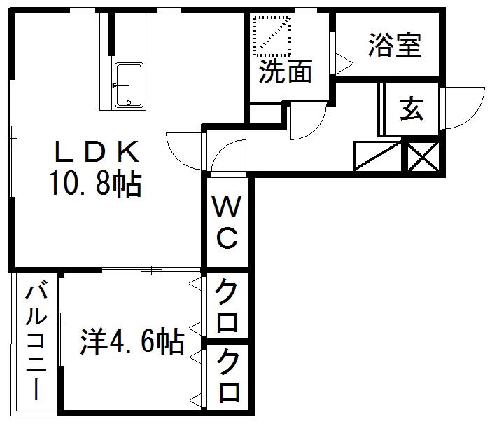 ベレッツァ大工町(1LDK/2階)の間取り写真