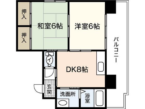 日宝ポニクレール宇品(2DK/4階)の間取り写真