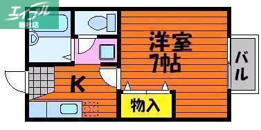 サンシャインパレス B棟(1K/2階)の間取り写真