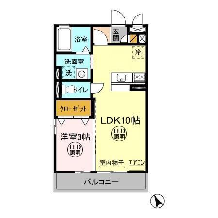 ベルデュール(1LDK/2階)の間取り写真