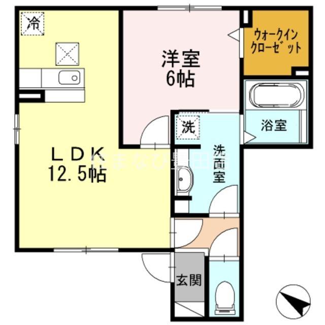 メゾン春(1LDK/1階)の間取り写真