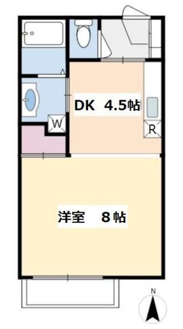 AK八芳(1DK/1階)の間取り写真
