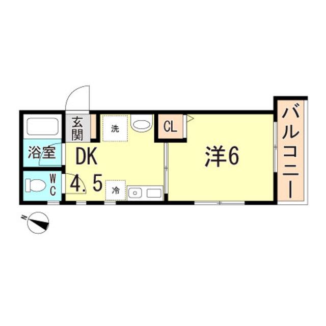 フォルツァ和田岬(1DK/2階)の間取り写真