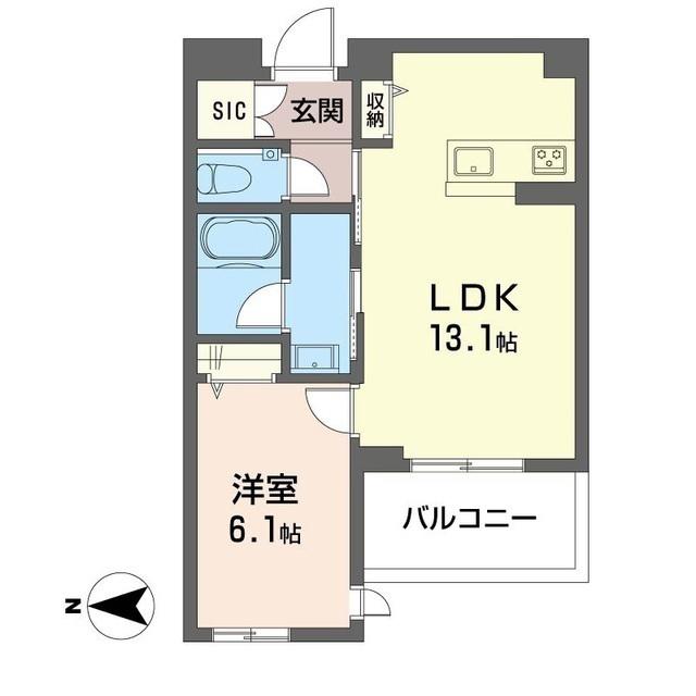 ブラッサムガーデン武蔵小杉(1LDK/4階)の間取り写真