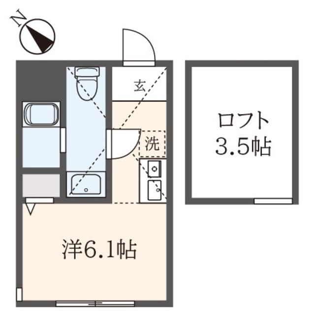 プロミストランド上大岡(1K/1階)の間取り写真