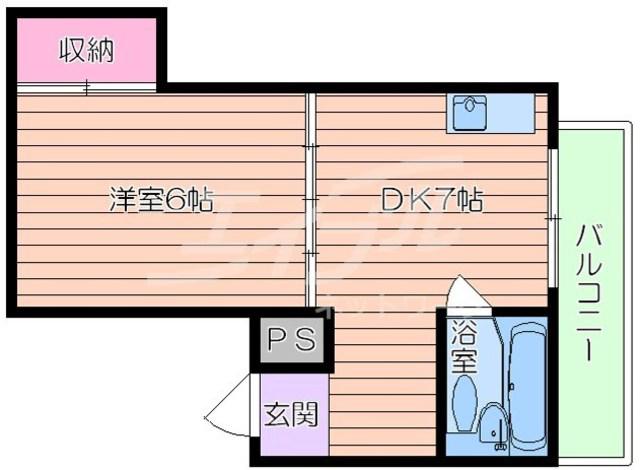 ハイム蘭(1DK/3階)の間取り写真