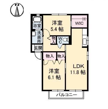 オレンジカーサ壱・弐番館(2LDK/2階)の間取り写真