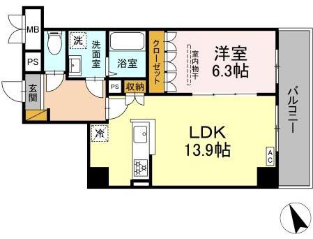GRAND VILLAGE(1LDK/6階)の間取り写真