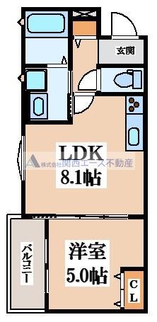 クリエオーレ玉串元町(1LDK/3階)の間取り写真