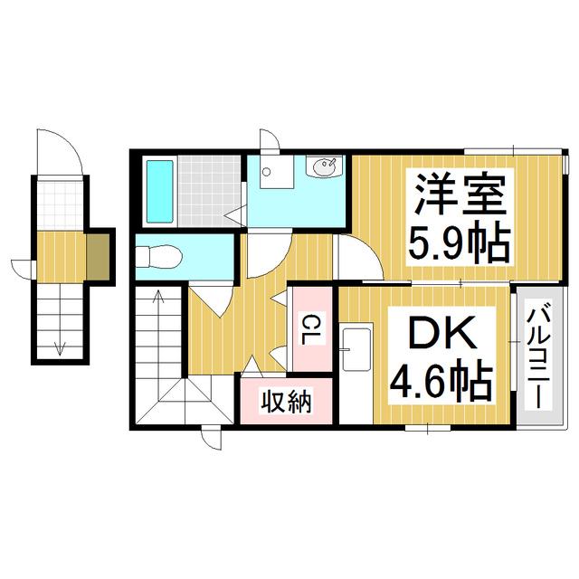 ヘアーサロンバンビ(1DK/2階)の間取り写真