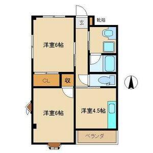 コスモハイツ(2DK/3階)の間取り写真
