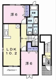エレガンシア(2LDK/2階)の間取り写真