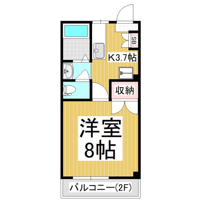 郵ハイツ平田(1K/2階)の間取り写真