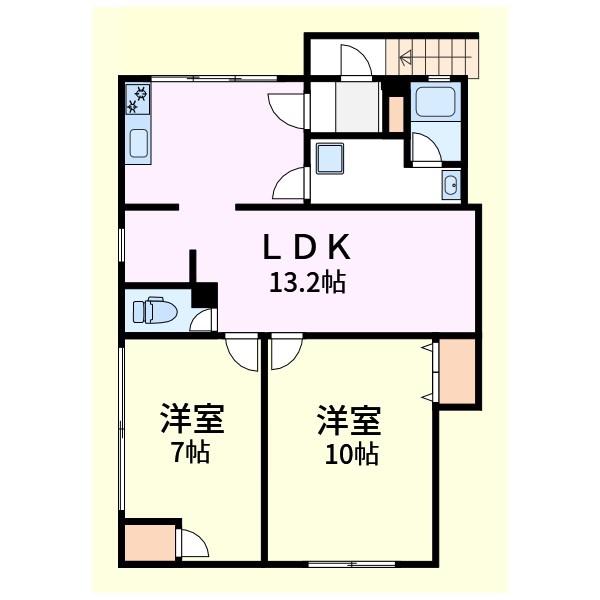 三家第1ビル(2LDK/6階)の間取り写真