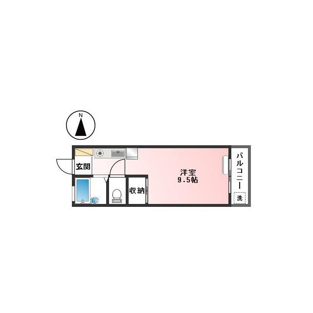 ハイツ島塚(ワンルーム/1階)の間取り写真