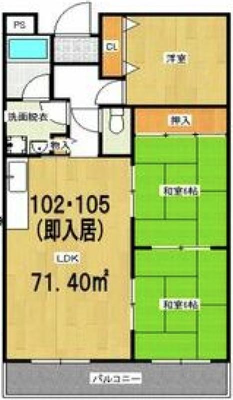 グランドメゾン(3LDK/1階)の間取り写真