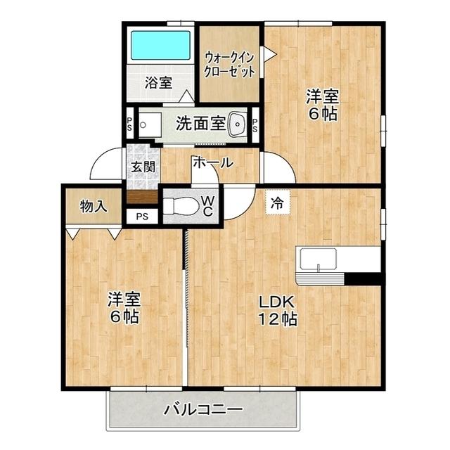 ソラーレつくば A棟(2LDK/2階)の間取り写真