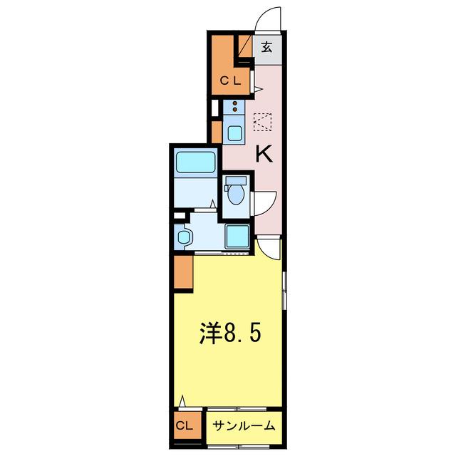 クレールすぎやま II(1K/1階)の間取り写真