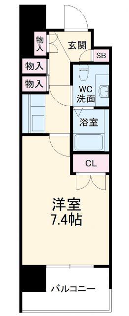 S-FORT蒔田公園(1K/4階)の間取り写真