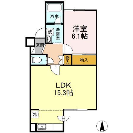 ルーエ山鼻(1LDK/3階)の間取り写真