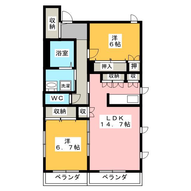 MAISON I-BOX(2LDK/2階)の間取り写真