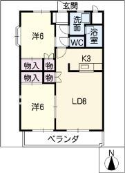 セラヴィ(2LDK/2階)の間取り写真