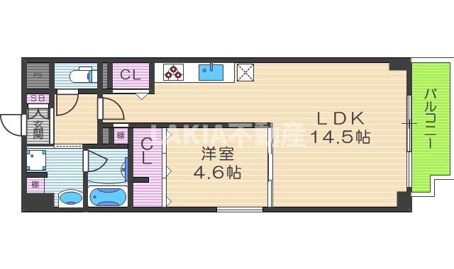 LOCOHOUSE阿倍野(1LDK/4階)の間取り写真