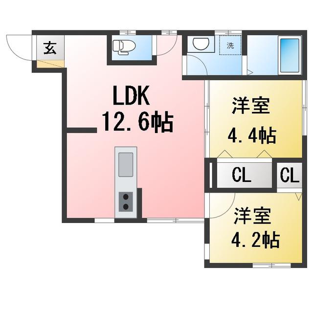 シュペリュール(2LDK/1階)の間取り写真