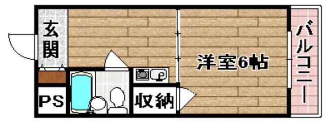 パステオ高槻(1K/2階)の間取り写真