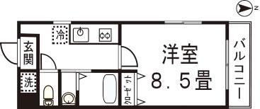ウィッシュコート元木(1K/3階)の間取り写真