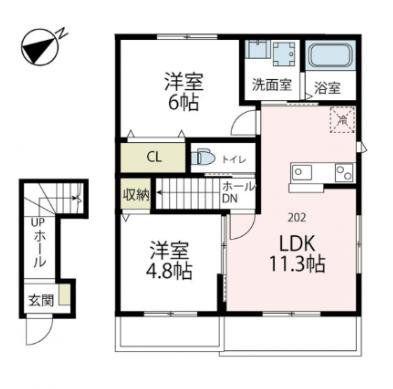 クリオコートII(2LDK/2階)の間取り写真