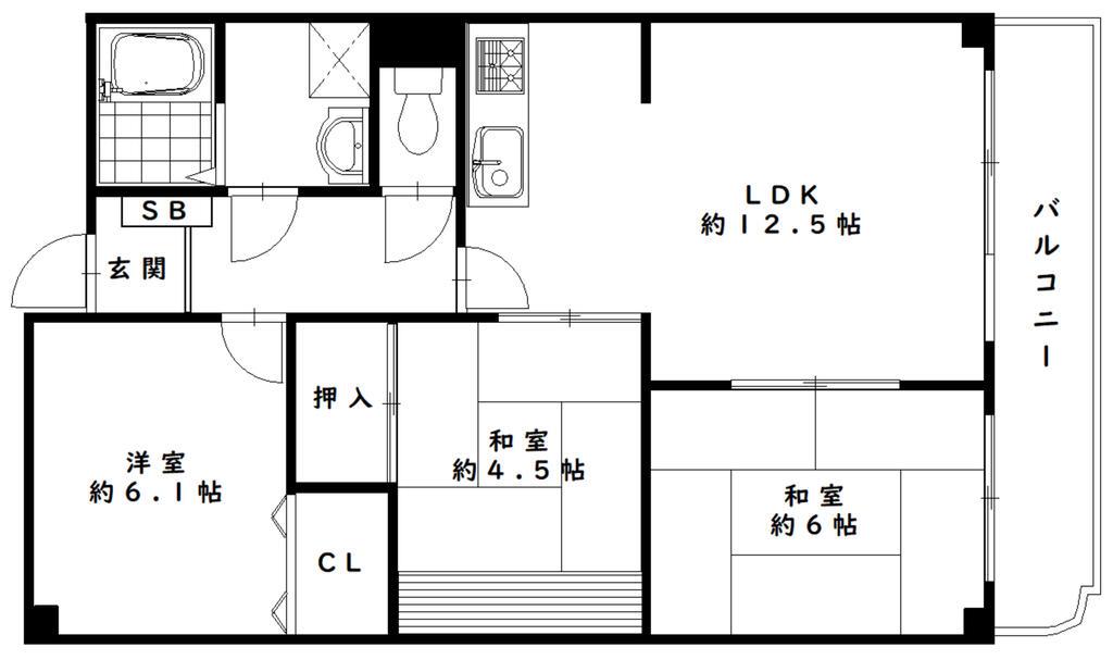 フローラルコート(3LDK/2階)の間取り写真