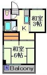 金子ビル(2K/4階)の間取り写真