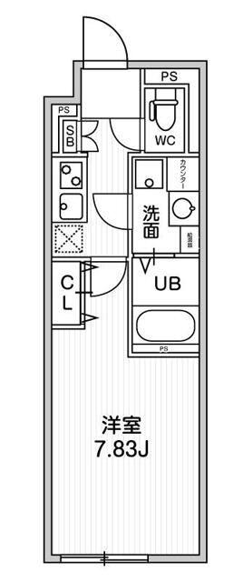 ALTERNA早稲田(1K/2階)の間取り写真