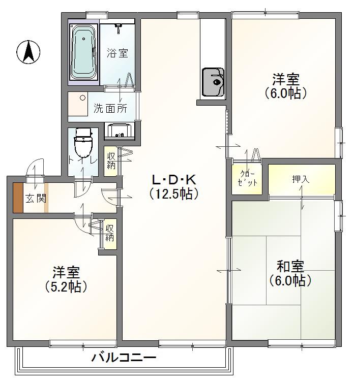 ルミエール(3LDK/1階)の間取り写真